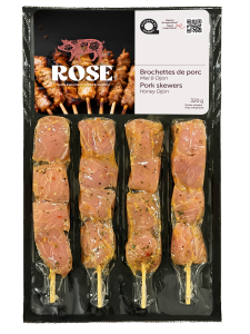 Savoureuses brochettes de porc Miel & Dijon ROSE