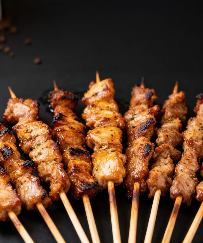 Delicious ROSE Honey & Dijon pork skewers